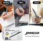 JIMMIDDA Ballpoint Pens Bulk - 107 Pcs Black Ink Pens in Bulk | 1.0 Medium Point Smooth Writing, Retractable No Bleed Ball Point Pen for Men Women (Gray Barrel)