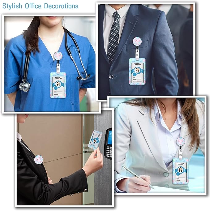 ID Badge Holder with Breakaway Lanyard, Lanyards for ID Badges Name Tags ID Card Holder, Cute Badge Reel Badge Clip Retractable, Teacher Nurse Nursing Student School Office Gifts, Axolotl Arts