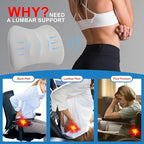 Lumbar Support Pillow for Car, Memory Foam Lumbar Pillow for Lower Back Pain Relief - Back Cushion for Driving, Chair Support for Car-Office Chair, Wheelchair - Matte Gray
