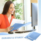 Lincia 100 Pcs Plastic Folders with Pockets and Prong Folders with Prongs 2 Pockets for Office, School for Students, Teachers, Office Workers(Haze Blue)