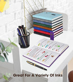 vfaejll Purple A5 Lined Leather Journal Notebook for Men Women,5.9" X 8.4" Personalized Hardcover Journal with Pen,200 Pages 100 Gsm Thick Ruled Paper Daily Diary for Travel,Business,Work,Writing