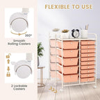 LDAILY 15 Drawer Rolling Storage Cart, Rolling Cart with Drawers for Classroom, Art Supply Craft Organizer on Wheel with Metal Frame & Handles for Home Office School