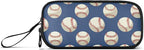 BOENLE Baseballs Ball Blue Pencil Case Box Boys Girls Large Pencil Pouch with Zipper Compartments Big Capacity Stationery Pen Bag Organizer for Kids Teens Adults School