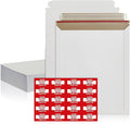 25 Pack 12.75x15 Inches Rigid Mailers – Self Adhesive White Cardboard Mailers – Used as Mailing Supplies for Mailing Documents, Photos, CDs, Magazines and Literature