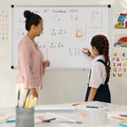 NEWBULIG White Board, 36" x 24" Magnetic Dry Erase Board for Wall with 1 Dry Eraser & 2 Multi-Color Markers & 4 Magnetic Pins, Silver Aluminum Frame for Office, Home, School