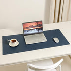 Wolaile PU Leather Desk Pad Blotter,Navy Waterproof Office Desktop Mat for Men,36x17in Non-Slip Large Mouse Pad/Writing Protector/Desk Accessories