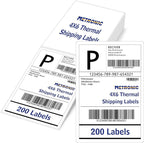 METRONIC Thermal Labels 4x6 200 Labels Fanfold Direct Shipping Label with Perforated and Strong Adhesive Mailing Stickers Paper Thermal Printer Sticker for Most Printer Shipping Supplies