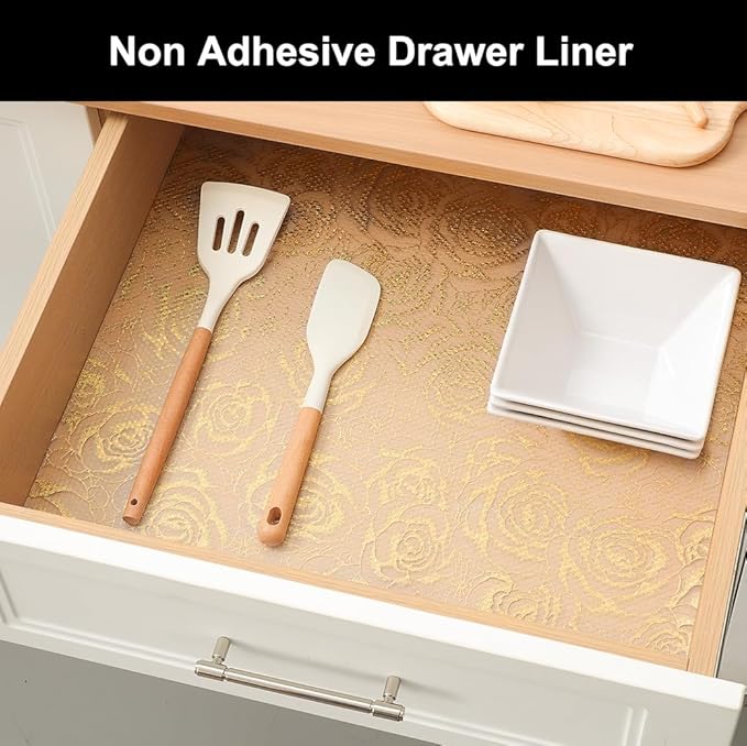 Cooyes Shelf Liner – Premium Non-Adhesive Cabinet & Drawer Liner for Kitchen – Waterproof Shelf Paper with Modern Pattern – Durable EVA Cabinet Mat – Easy to Cut （17.5" W x 197" L）