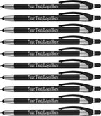 Personalized With your Custom Logo or Text Pens-Pack of 450- for Marketing, Parties, and Events, 2 in 1 Capacitive Stylus & Ballpoint Pen Compatible With Touchscreen Devices, Black Ink, Black Pens