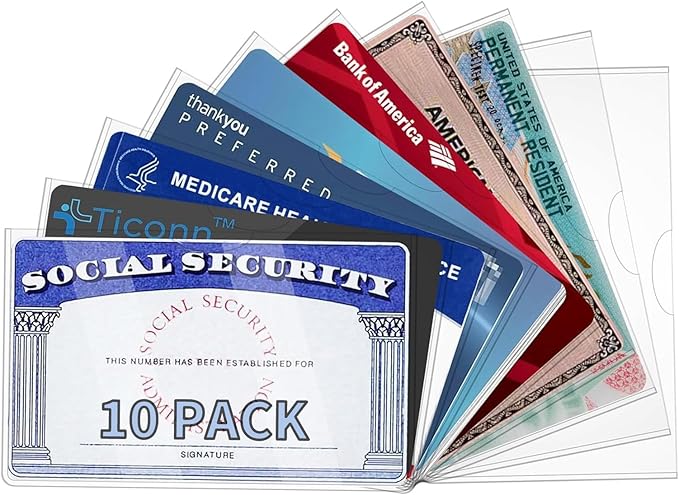 10 Pack Social Security Card Protector Medicare New Credit Card Holder,24 Mil Soft Clear Card for Waterproof SSN Card Protector，ID/Debit/Credit Card Covers Sleeve (10)