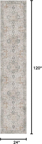 GENIMO Runner Rug 2x10 Machine Washable Non Slip Vintage Hallway Runner Rug, Low Pile Lightweight Rugs for Indoor Entryway, Hallway, Kitchen and Corridor, Light Taupe Brown