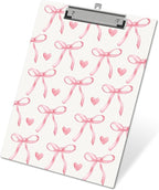 APIILVPQ Pink Clipboard，Bow Clipboards with Low Profile Clip for Office School Use, Cute Gifts Wooden Clip Boards for Nurses Teachers Students - B08