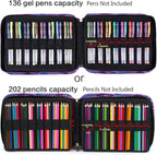 qianshan Pencil Case Holder Slot - Holds 202 Colored Pencils or 136 Gel Pens with Zipper Closure - Large Capacity Pen Organizer for Watercolor Pens or Markers - Perfect for Beginner and Artist Purple