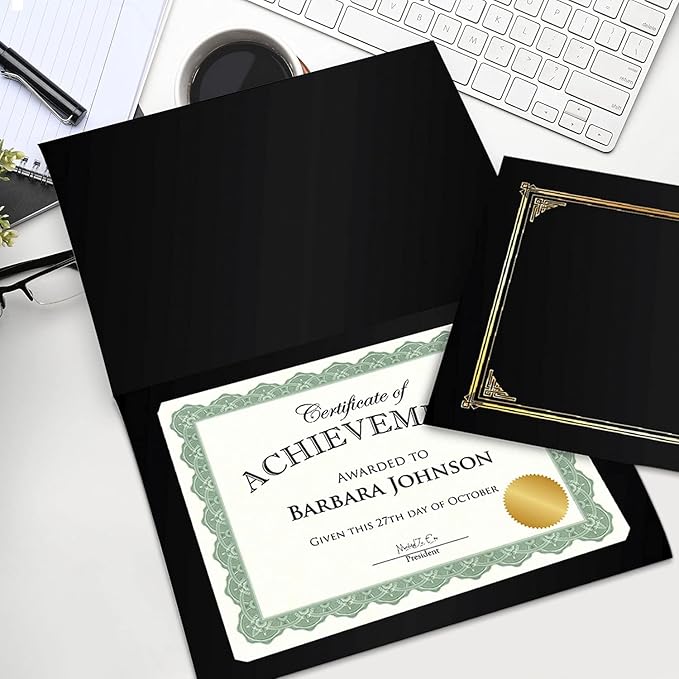 Geographics Recycled Blank Parchment Certificate Paper, 8.5 x 11, Optima Green with Gold Foil, Pack of 100 - Certificate Paper for Printing - Ideal for Printers