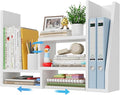 Desktop File Organizer Desk Organizer Shelf - White Office Organization Shelves for Top of Desk Organizers and Accessories Corner Bookshelf Table Top Shelving Small Hutch Decorations for Women Office
