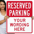 SmartSign 30 x 24 inch Custom “Reserved Parking” Metal Sign - Add Text, 80 mil Laminated Rustproof Aluminum, Red and White, Made in USA