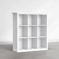 SIMPLIHOME Artisan Bookcase - 43 inch Tall 9-Cube Solid Wood Cube Organizer in Chantilly White, Transitional Storage Bookcase for Living Room, Study Room or Office with Fixed Shelves and Tapered Legs