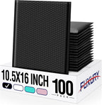 Fuxury 100 Pack Bubble Mailers 10.5x16 Inch, Self Seal Padded Envelopes Waterproof Mailing Envelopes, Padded Mailers, Shipping Bags for Packaging, Small Business Large #5, Black