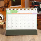 Large Desk Calendar 2026, 9.9" × 8.7" Standing Flip Desktop Calendar from Now to December 2026 - Metal Ring Twin-Wire Binding Monthly Desk Calendar for Home Office School (L-Green)