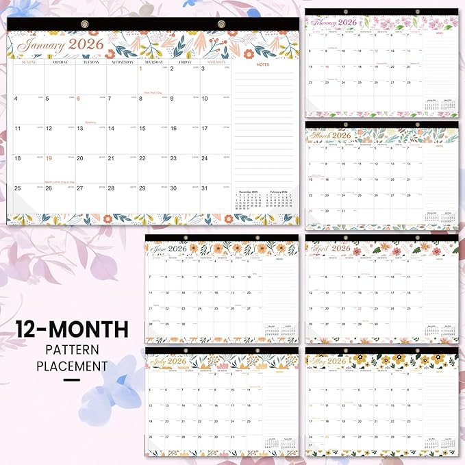 COMIX 12 Month Desk Calendar 2026 (Jan 2026–Dec 2026) – 17" x 12" Wall Calendar with to-Do List & Notes,2026 Calendar Monthly Planner for Home, School, or Office Organization