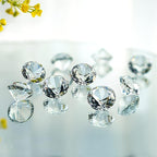 HDCRYSTALGIFTS 12PC Crystal Diamond Pirate Gems Figurines 30mm (1.2 inch) Clear Glass Jewels Paperweight Wedding Decorations Christmas Centerpieces for Home Decor