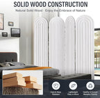Asnefeli 4 Panel Room Divider and Folding Privacy Screen, Foldable Wood Arched Room Divider Wall, Portable Partition Screen, Room Partition Divider for Room Separation for Home Office Bedroom, White
