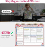 104 Pgs Weekly To Do List Notepad, 52 Duplex-Printed Undated Sheets 100 GSM（8.5"×11") Weekly Desk Planner For Work Home School Office Desk Accessories Supplies & Goal Setting Tasks -Pink Floral