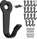 ZAYBOD 15 Utility Hooks Wall Mounted with 30 Screws - Black Heavy Duty Hooks for Coat, Robe, Bag, Key | Garage Entryway Hanging Organizer, Closet & Bathroom Hardware
