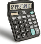 M&G Desk Calculator 12 Digit Office Calculators with Large LCD Display, Dual Solar Power and Battery, Recessed Big Button Calculator for Office Home (Black)