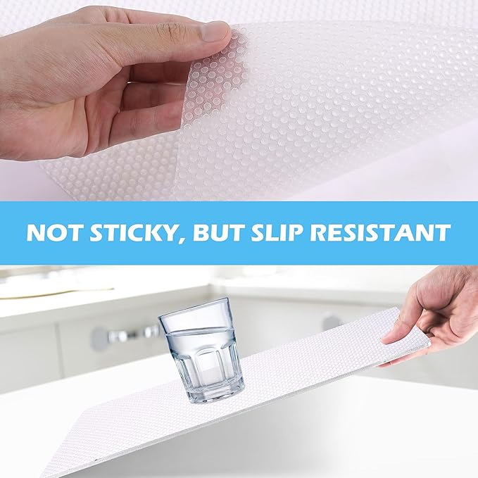 MooiFun Drawer Liners, Waterproof Shelf Liner, Anti-Slip Non-Adhesive BPA Free Kitchen Cupboard Cabinet Liner Refridge Fridge Mats Sink Protector Strong Durable for Home (Clear/19.7in x 20Ft)