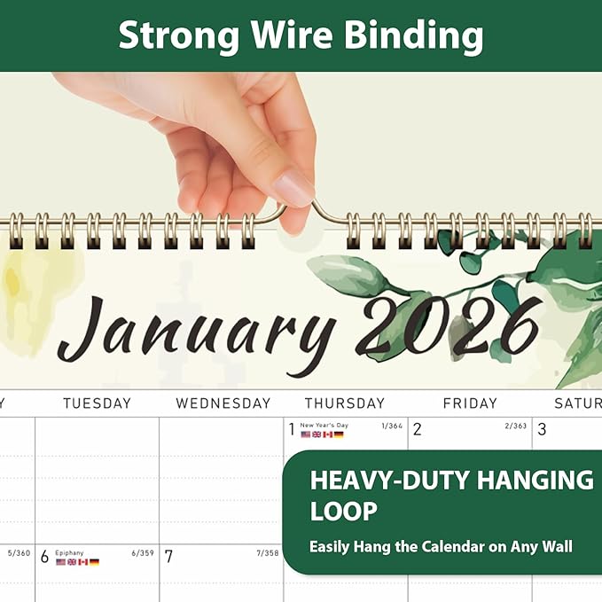 2026 Wall Calendar, Monthly Wall Calendars, Jan 2026 - Jun 2027, Desk Planner (8.5" x 11"), Hanging for Home, School, Office Supplies