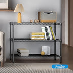 Guan River 3-Shelf Adjustable Metal Shelf Wire Shelving Unit Storage Rack Display Shelf for Office,Kitchen,Bedroom,Bathroom,Laundry,Pantry Basement,Garage(Black,36" L x 14" W x 30" H)