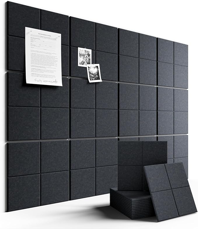 Fluxynara Large Felt Bulletin Board 48" x 36" Cork Board Alternative-12 Pack with 70 Safe Removable Adhesive Tabs, Cork Boards for Walls for Home Office Classroom Pin Board-Deep Charcoal Blue