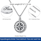 Compass Necklace for Women Men 925 Sterling Silver Pendant Urn Necklaces for Ashes Picture Locket Necklace Anchor Necklace Viking Necklace Crystals CZ Moonstone Abalone Shell Turquoise Compass Jewelry