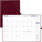 POPRUN Monthly Planner 2026-2027 (Large-8.25'' x 11.75''), 16 Months Calendar(Dec 2025-Mar 2027) Appointment Book with Stair Tabs, Inner Pockets, Pen Holder, PU Leather Softcover - Burgundy