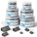 228 PCS Binder Clips Paper Clamps Assorted Sizes,Extra Large Medium Small Mini and Micro,Black Metal Paper Binder Clip 6 Sizes for Office, Home and School