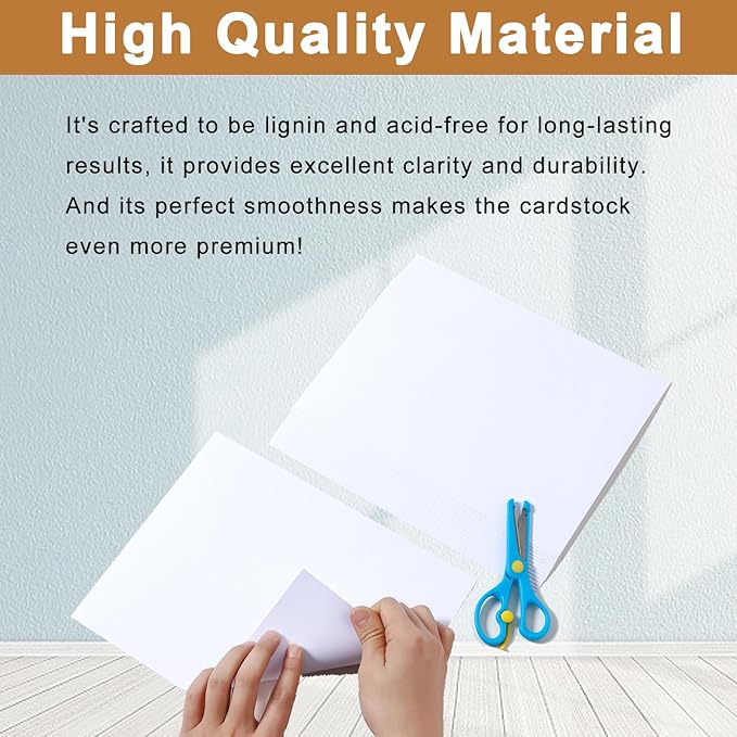 Silunkia 120 Sheets Bright White Cardstock 8.5 x 11 Certificate Paper, 250gsm/92lb Heavyweight White Card Stock Printer Paper for DIY Cards, Business Cards, Invitations, Menus