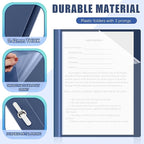 Teling 100 Pcs Plastic Report Covers with 3 Prong Fasteners 11.42 x 9.45 Inch Clear Front Report Covers Bulk Presentation Folders for School Document(Navy Blue)
