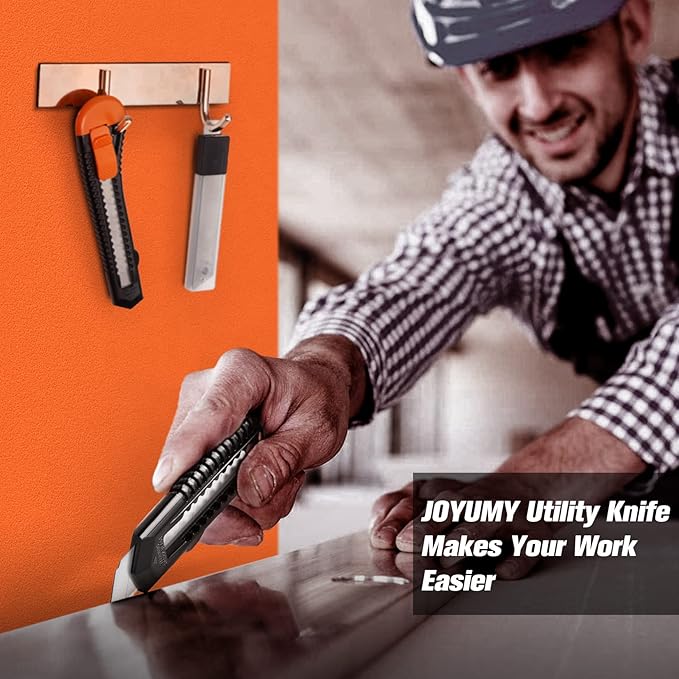 JOYUMY 3 Pack Utility Knife Box Cutter Retractable, Compact Box Knife for Cartons, Cardboard and Boxes, with 10 Piece 18mm Wider Snap-off Blade Razor Sharp Blade, Perfect for Office and Home Use