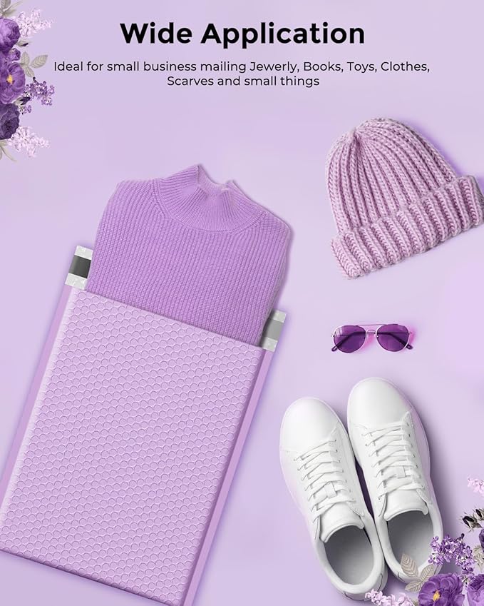 Metronic Bubble Mailers 10.5x16 Inch 40 Pack Lavender Purple Large Bubble Mailer Waterproof Padded Envelopes Mailing Envelopes Bubble Padded for Gift Packaging, Mailing, Shipping, Small Business