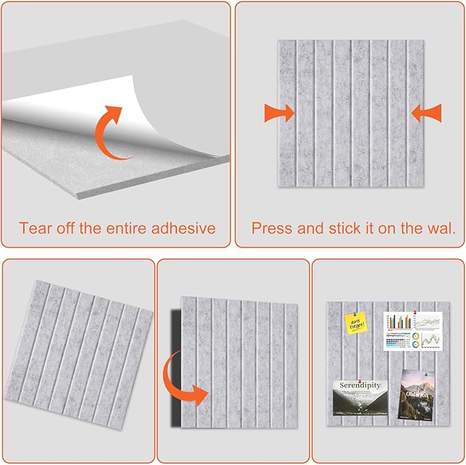 Cork Boards for Walls 48" x 36" Felt Board Alternative, 12 Pack Felt Wall Tiles Bulletin Board, Large Cork Board for Office Pin Board Tack Board Cork Boards