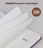 vfaejll Purple A5 Lined Leather Journal Notebook for Men Women,5.9" X 8.4" Personalized Hardcover Journal with Pen,200 Pages 100 Gsm Thick Ruled Paper Daily Diary for Travel,Business,Work,Writing