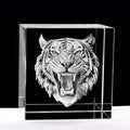 SHTWX 3D Angry Tiger Glass Paperweight(Laser Etched) in Crystal Cube Birthday (No Included LED Base)(2.3x2.3x2.3 Inch)