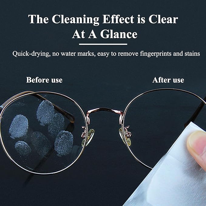 Glasses Wipes Lens Cleaner- 320 Pre-Moistened Individual Wrapped Eye Glasses Cleaning Wipes | Glasses Cleaner Safely Cleans Glasses, Sunglasses, Phone Screen, Electronics & Camera Lens