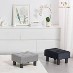 BRIAN & DANY Small Foot Stool, Linen Foot Stools with Legs, Stable Small Footstool for Living Room, Light Gray