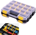 Tools Organizer Box Small Parts Storage Box 34-Compartment Double Side Hardware Organizers with Removable Plastic Dividers for Screws, Nuts, Nails, Bolts