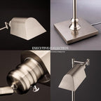 O’Bright Arcadia - Pharmacy Floor Lamp, Full Range Dimming, Swing Arm Task Lamp, E26 Socket, Bulb Replaceable, Adjustable Height 47” to 55”, 360° Rotatable Shade, All-Metal Design, Brushed Nickel