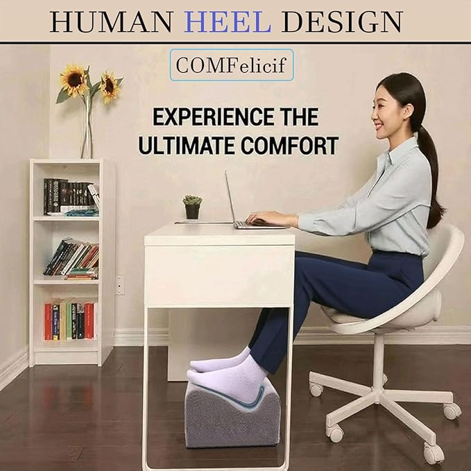 COMFelicify Foot Rest for Under Desk at Work, Ergonomic Under Desk Footrest with Washable Cover, Memory Foam Foot Stool for Office Chair & Gaming Chair, Back & Hip Pain Relief, Dark Gray