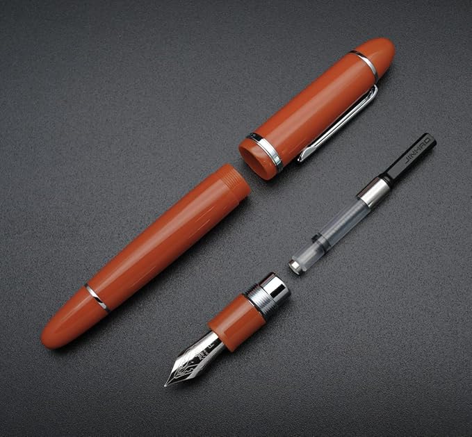 JINHAO X159 Fountain Pen (F Nib 0.5mm, Orange Red with Silvery Clip)