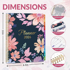 GNL 2026 Planner, Weekly and Monthly Planner (January - December 2026), 8.5" x 11" Monthly Agenda Planner with Waterproof Flexible Cover, Spiral Binding Notebook with Tab, Pockets, Bookmark, Floral